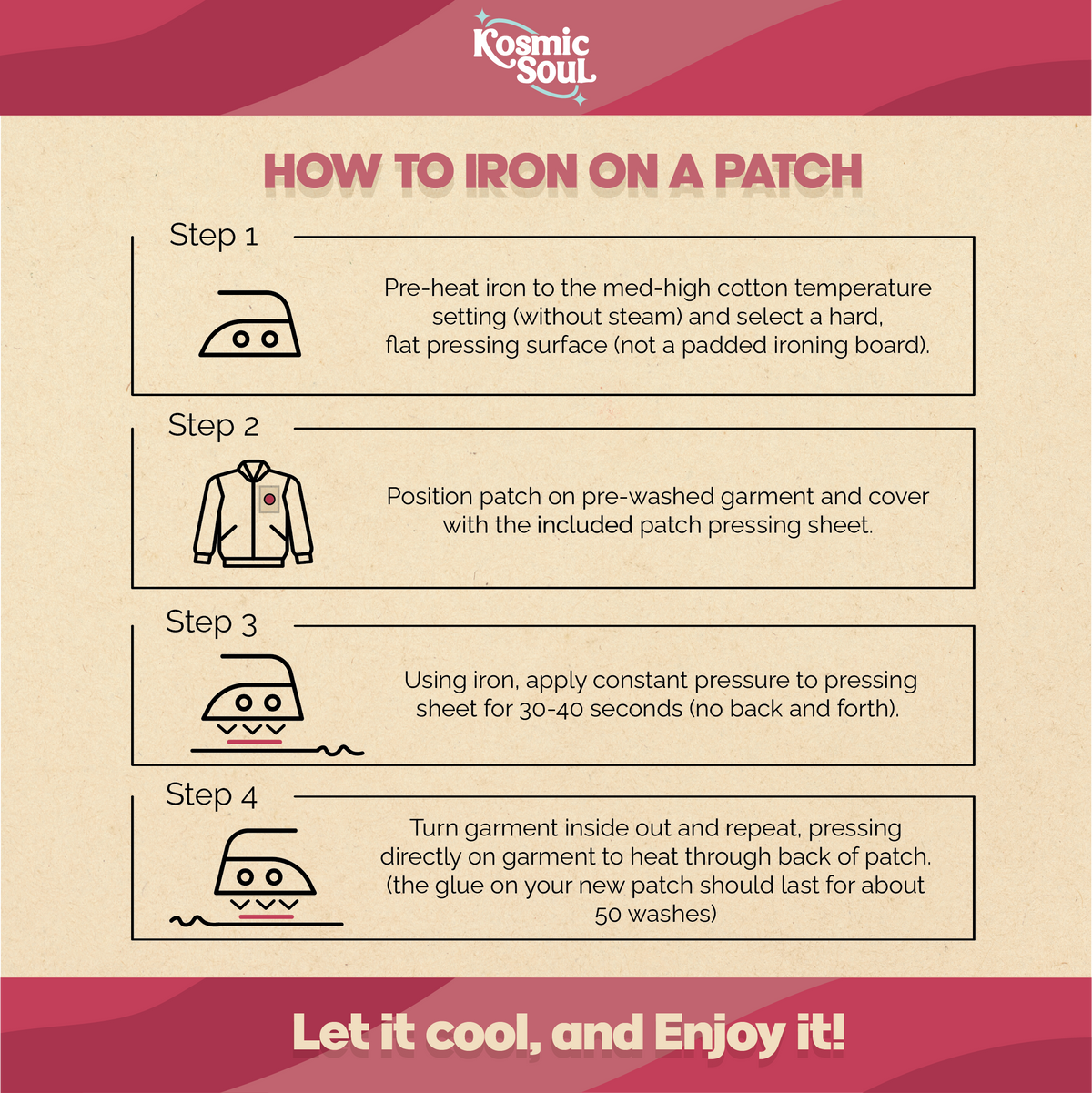 Learn how to iron on a KosmicSoul Spicy Pepper Patch.