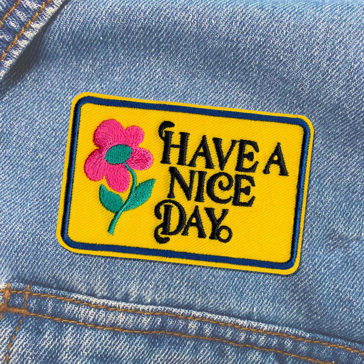 KosmicSoul Have A Nice Day Patch, sewn on.