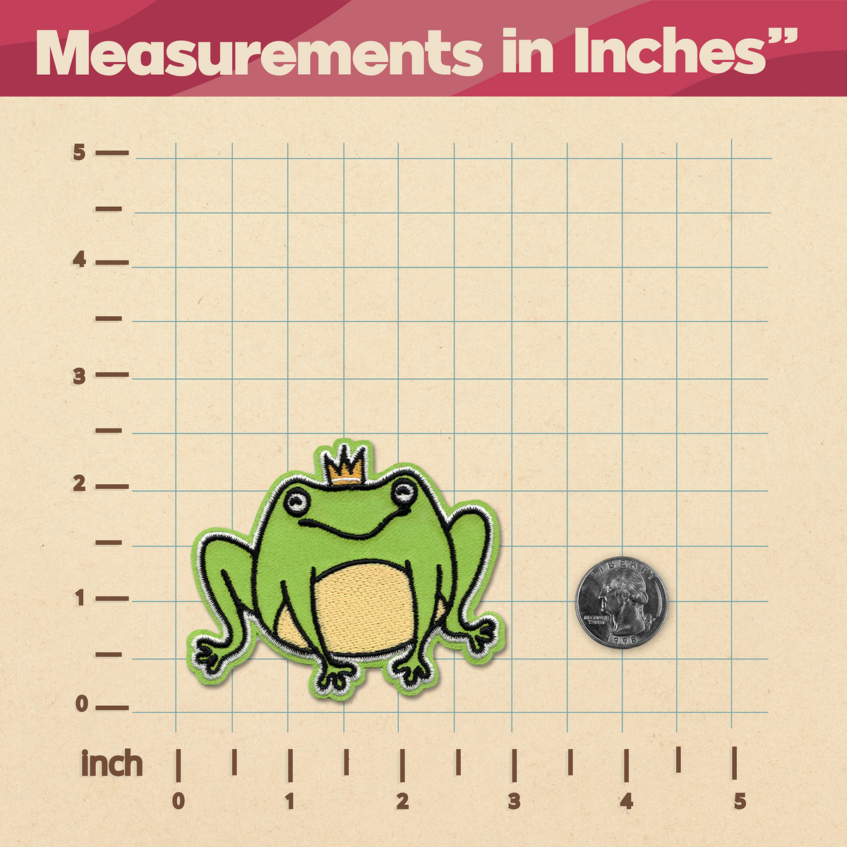 A Frog King Patch by KosmicSoul glued on a ruler.