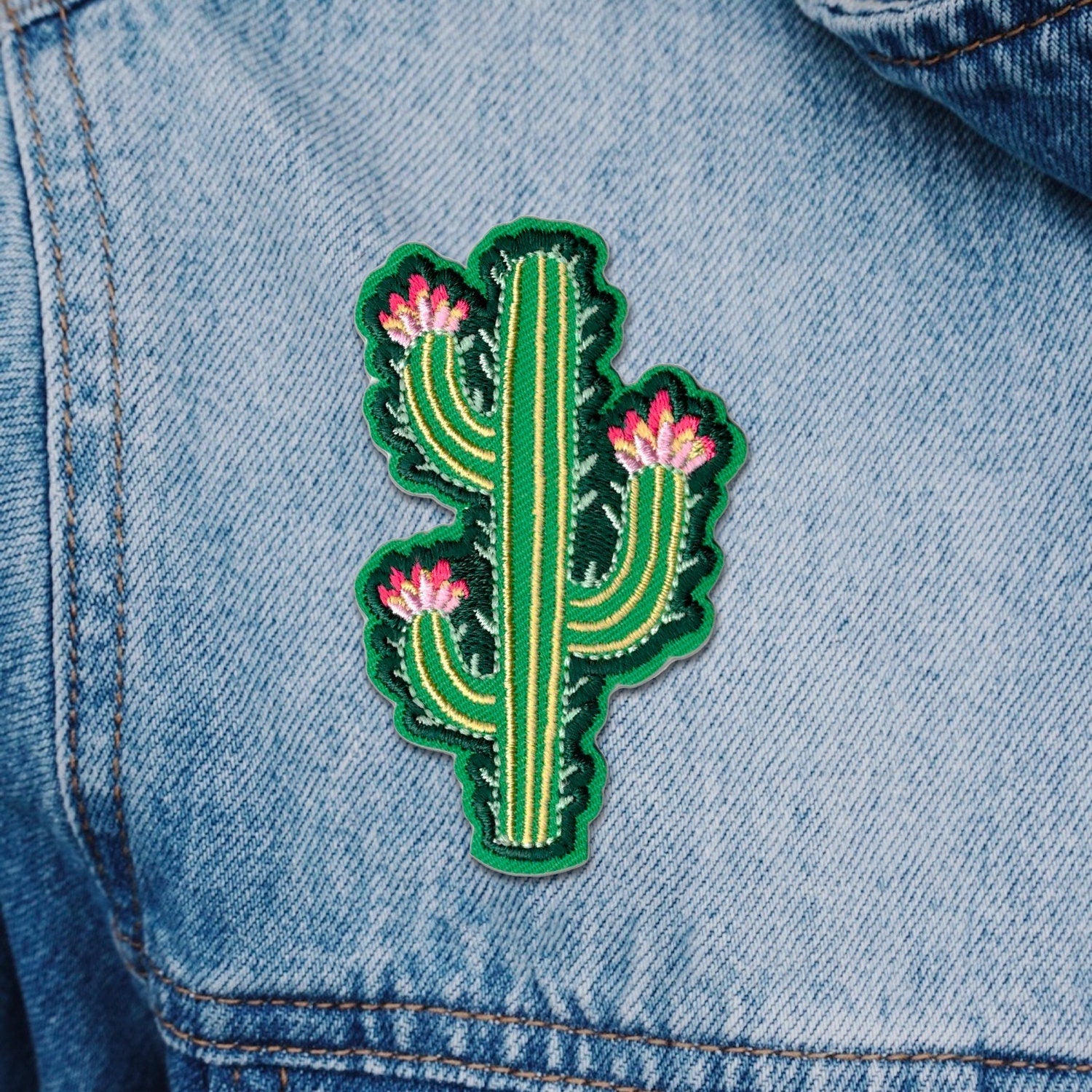 Black Cactus Iron on Patch, Size: 2 Wide x 3.5 Tall